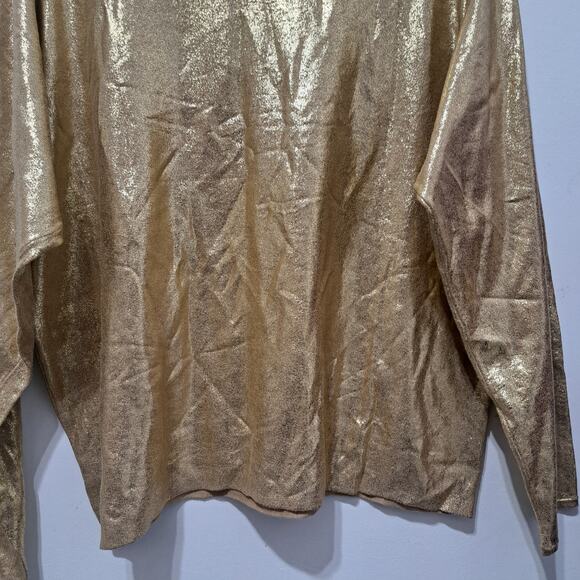 Lauren Ralph Lauren Stylish Grannycore Boatneck Long Sleeve Blouse Gold XL NWT - Picture 8 of 11